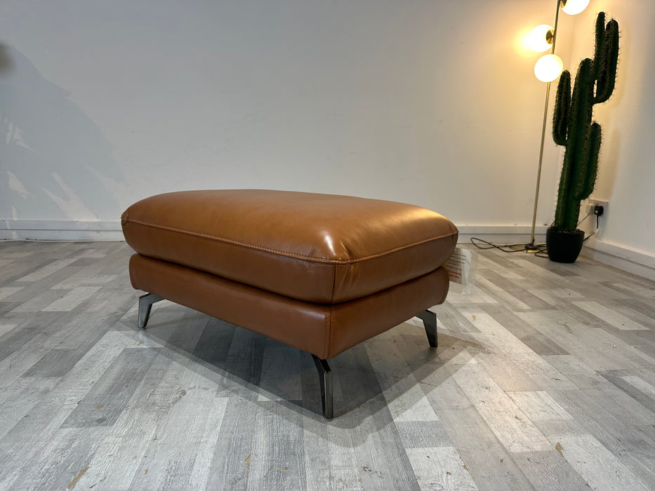 Mimi Designer - Footstool - Relaxed Embossed Leather Cognac