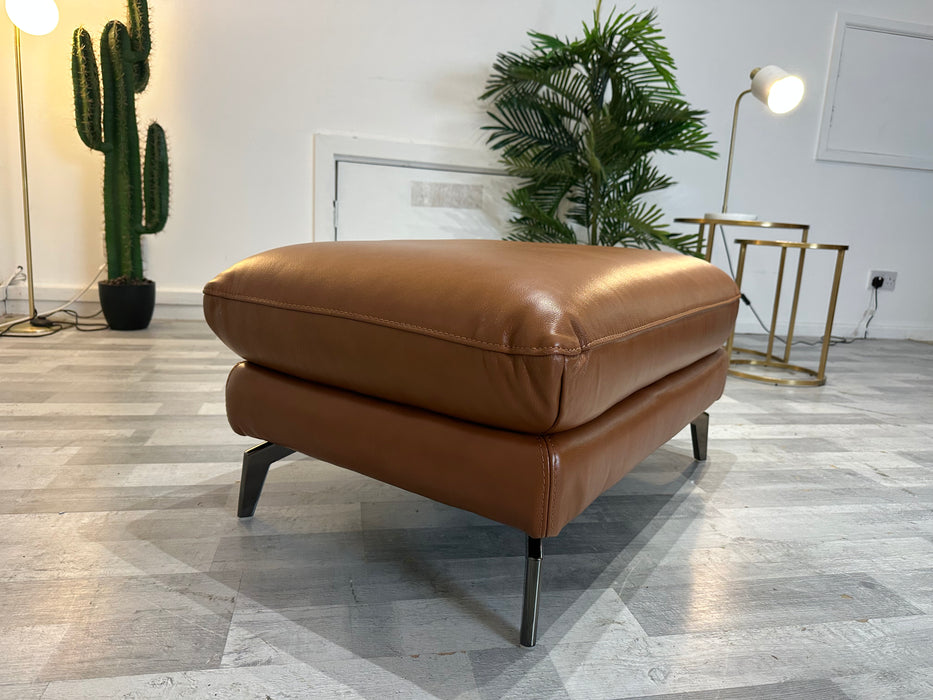 Mimi Designer - Footstool - Relaxed Embossed Leather Cognac