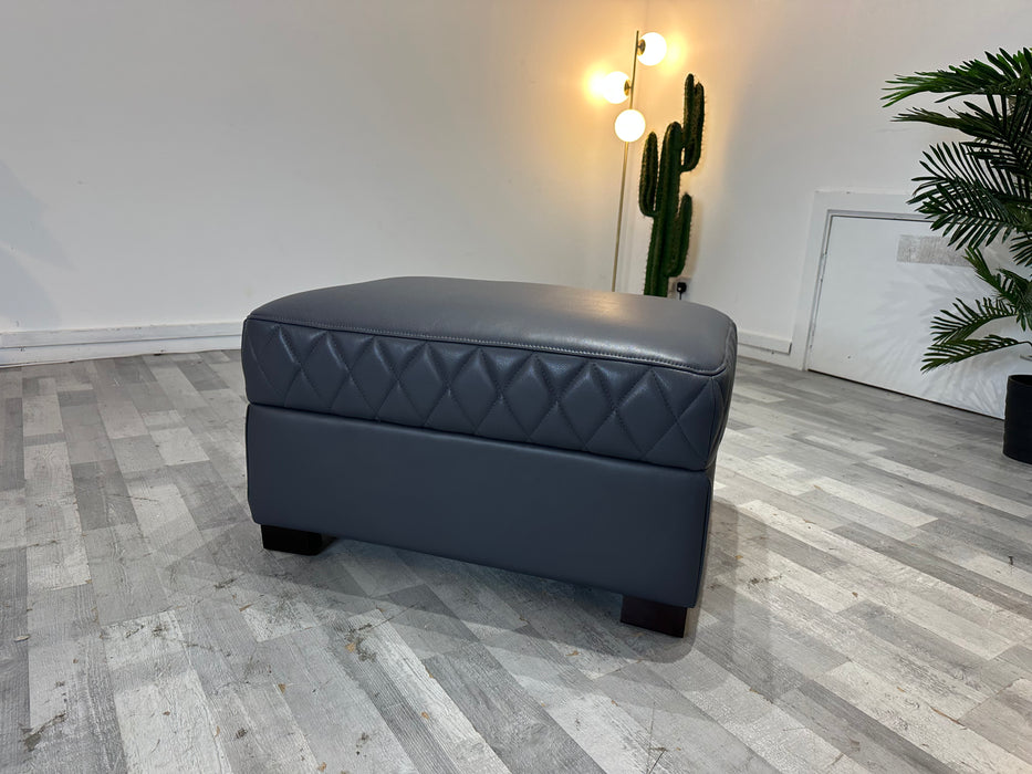 Benz Designer Footstool  - Trusty Sheen Leather Lavender Grey