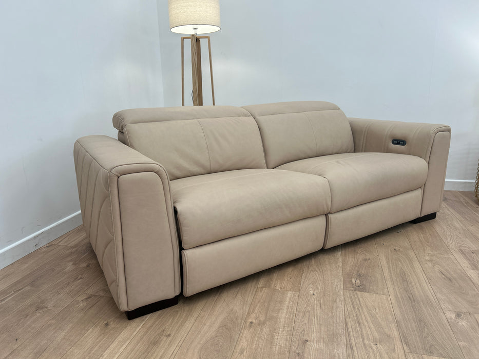 Mason 3 - Reclining Sofa - Relaxed Matt Leather Fawn