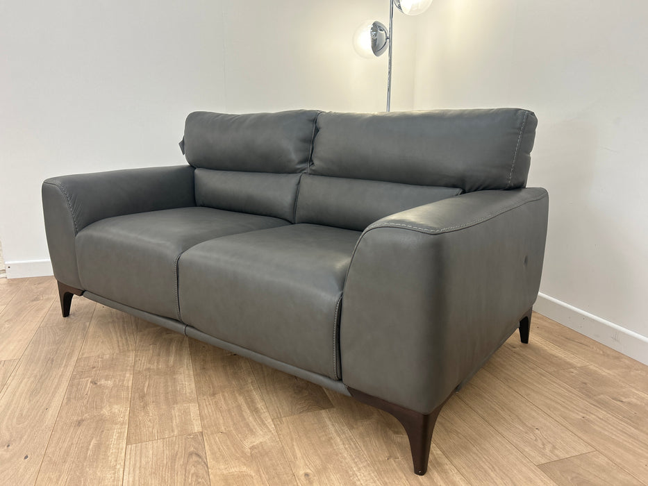 Sassari 2 Seater - Leather Sofa - Caruso Fog