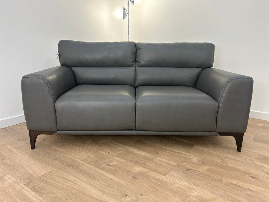 Sassari 2 Seater - Leather Sofa - Caruso Fog