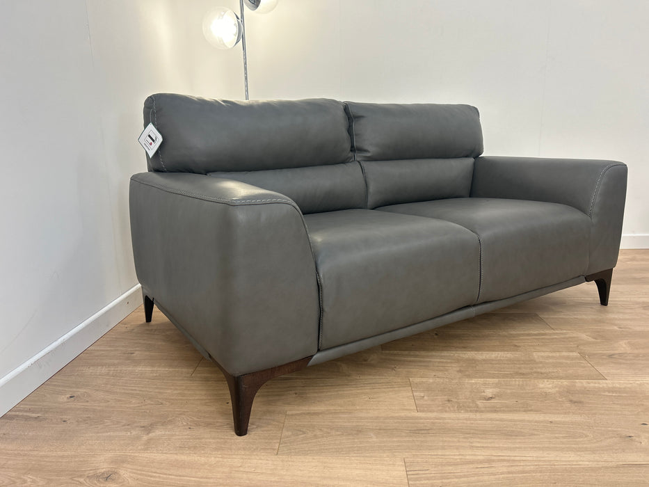 Sassari 2 Seater - Leather Sofa - Caruso Fog