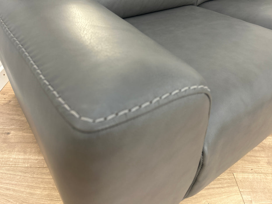 Sassari 2 Seater - Leather Sofa - Caruso Fog