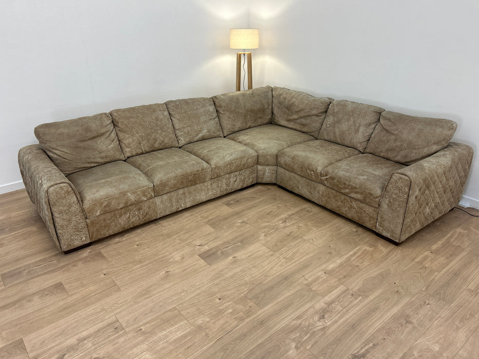 Mazzini 3 Corner 2 - Leather Sofa - Utah Blonde