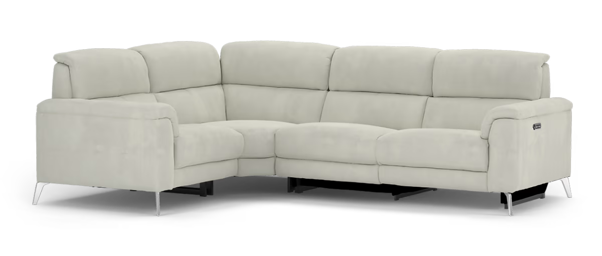 Sofology Illinois Fabric 1 Corner 2 Single Power Recliner/Headrest x 1 in Lifestyle Textured Grey