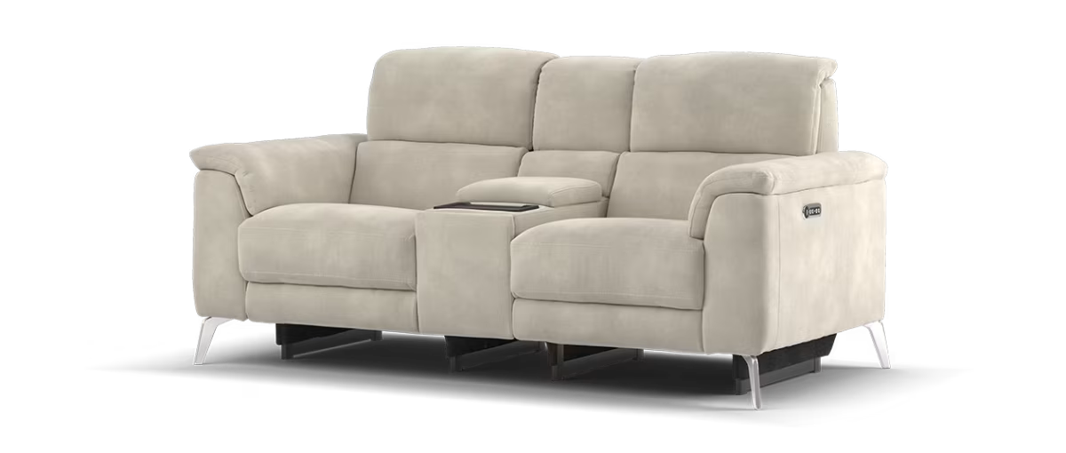 Sofology Illinois Fabric 2 Seater Console Power Recliner/Headrest in Lifestyle Mottled Marble