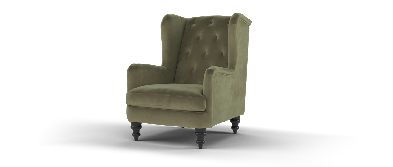 Sofology Kensington Fabric Wing Chair in Moss All Over