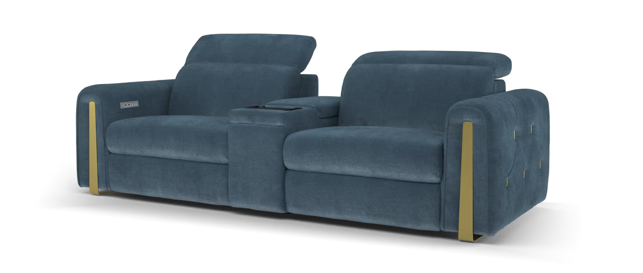 Sofology Kingsbridge Recliner 2.5 Smart console in Relaxed Chenille Denim
