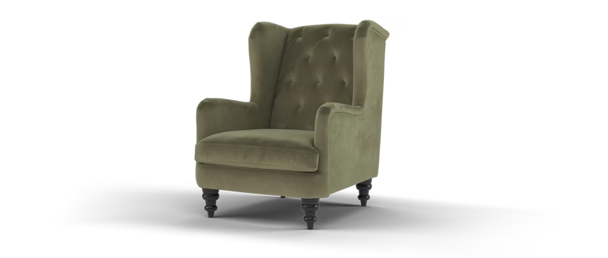 Sofology Kensington Fabric Wing Chair in Matt Velvet Moss