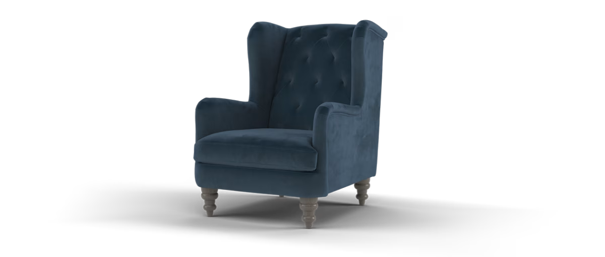 Sofology Kensington Fabric Wing Chair in Matt Velvet Navy