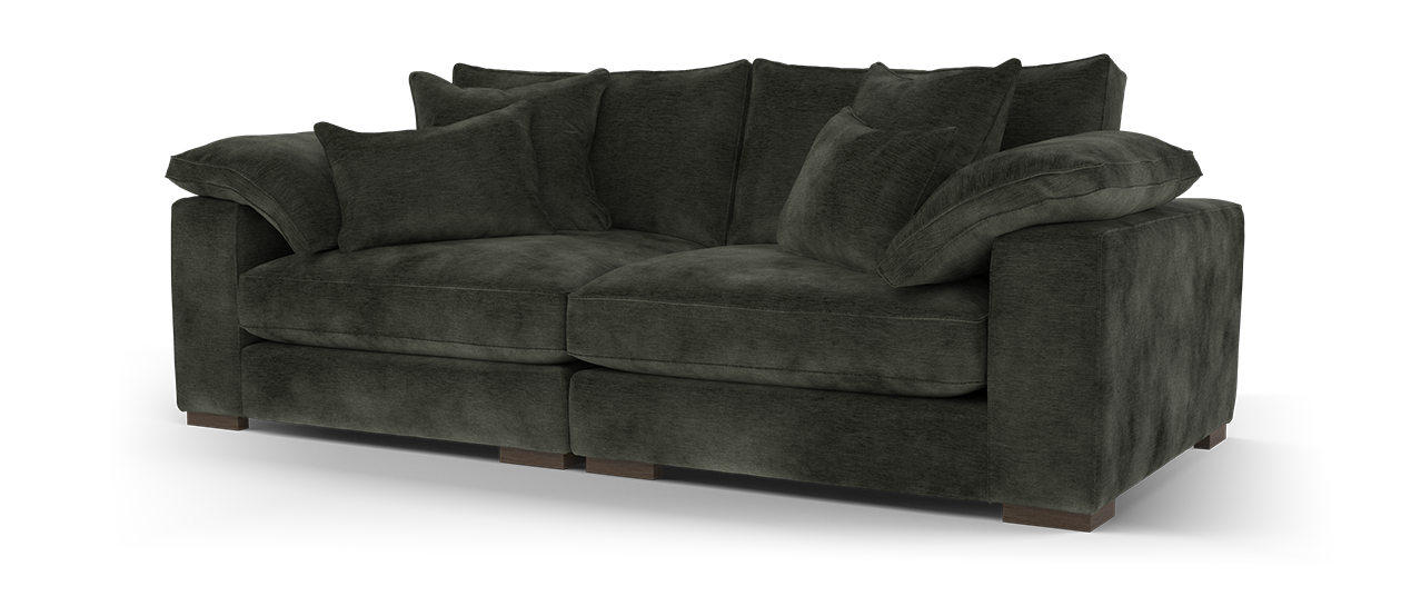 Sofology Laurent Fabric 4 Seater Split Foam Seats in Luxury Deep Pile Chenille Slate