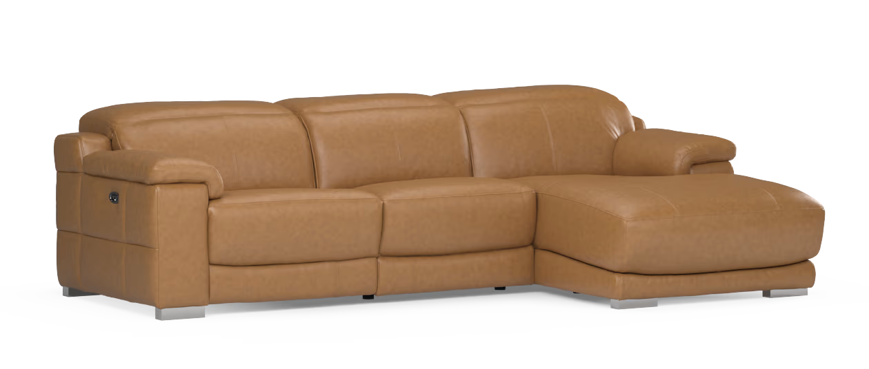 Sofology Laurence Leather Recliner 3 Chaise in Cognac