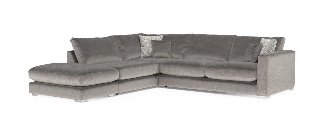 Sofology The Majestica 1 Terminal Corner 3 Fabric Sofa in Plain Truffle Mix