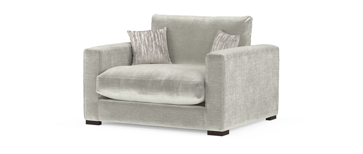 Sofology Majestica Fabric Loveseat in Teddy Chenille Silver Mix