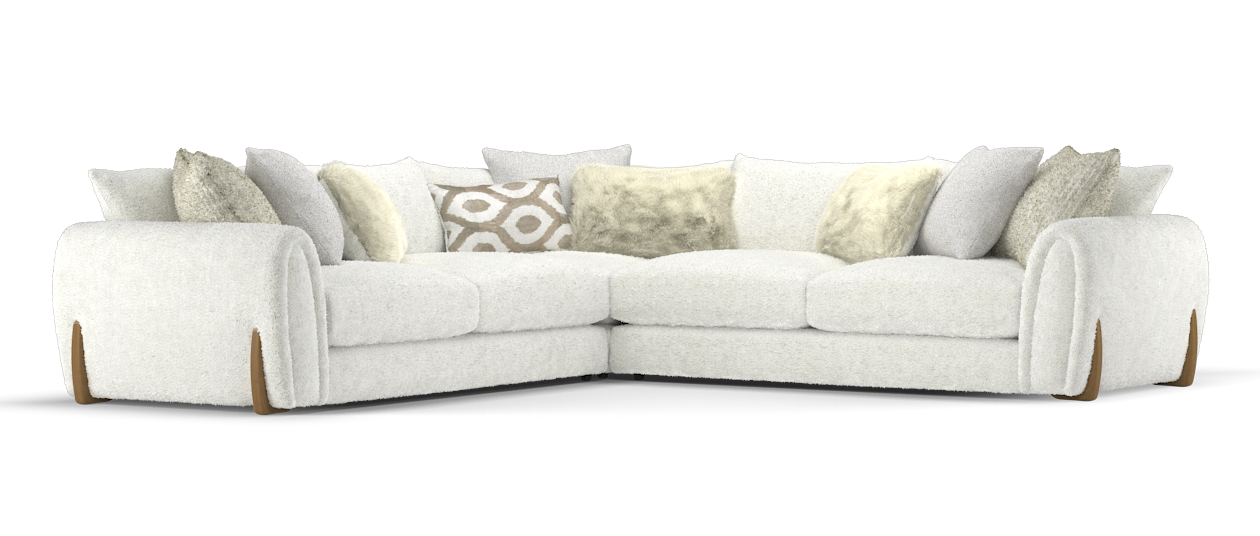 Sofology Marble Arch Fabric 3 Corner 3 in Camden Wood Trim Ecru Mix