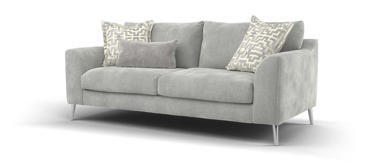 Sofology Mayfair Fabric 3 Seater in Soft Chenille Silver/Silver Mix