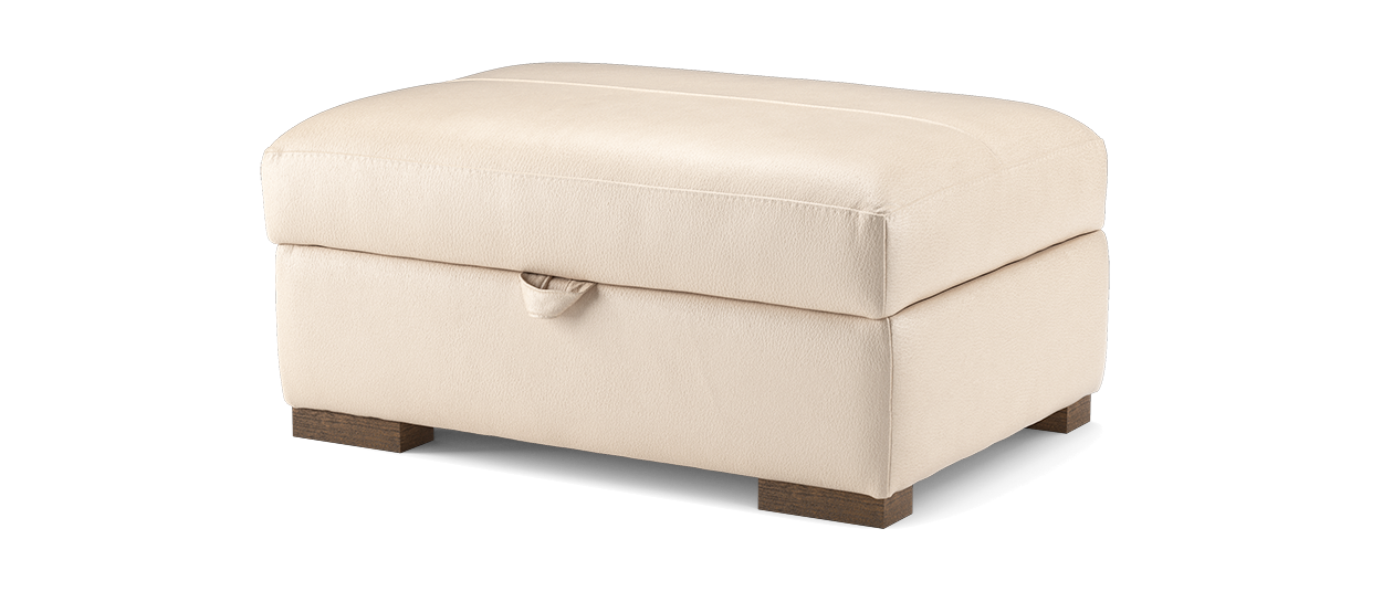 Mazzini Storage Footstool - Leather - Dakota Ice