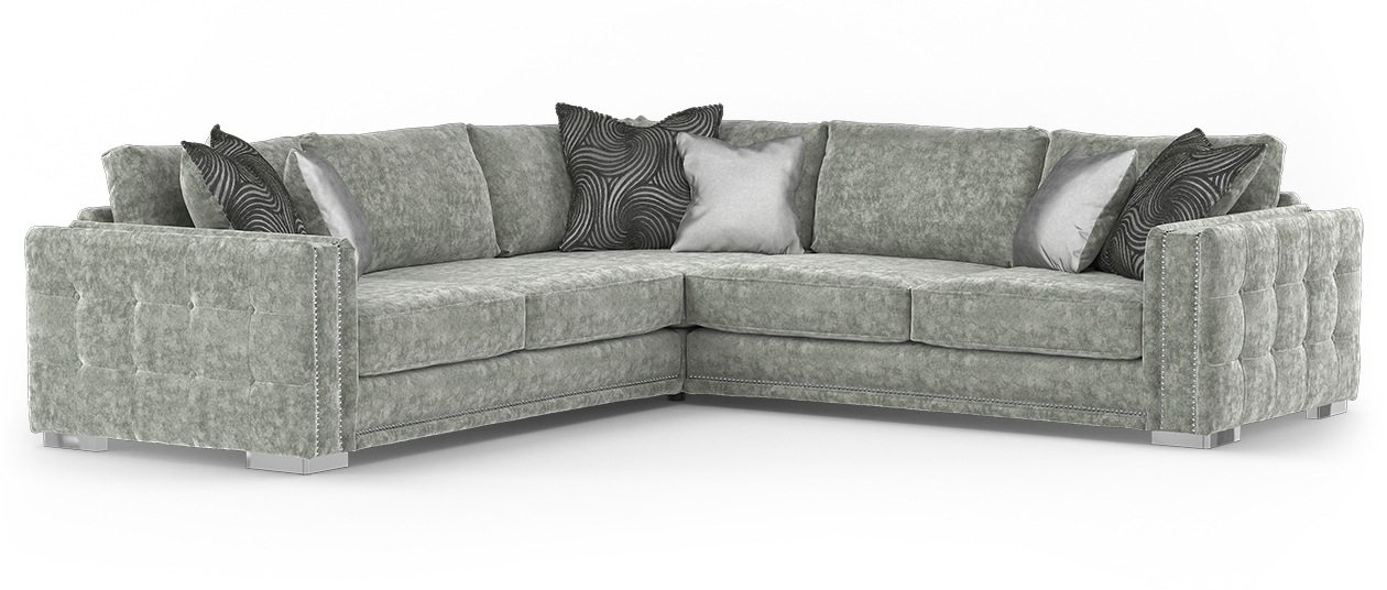 Sofology Midas Fabric 2 Corner 2 with Studs in Grey