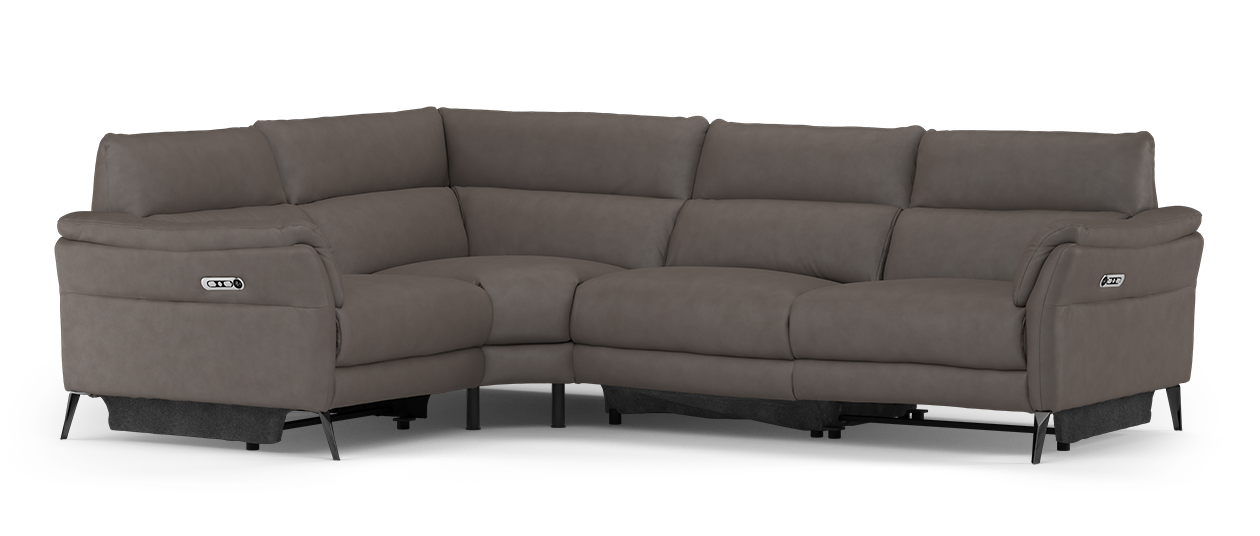 Sofology The Missouri 1 Corner 3 Fabric Recliner Sofa in Lifestyle Embossed Cappuccino