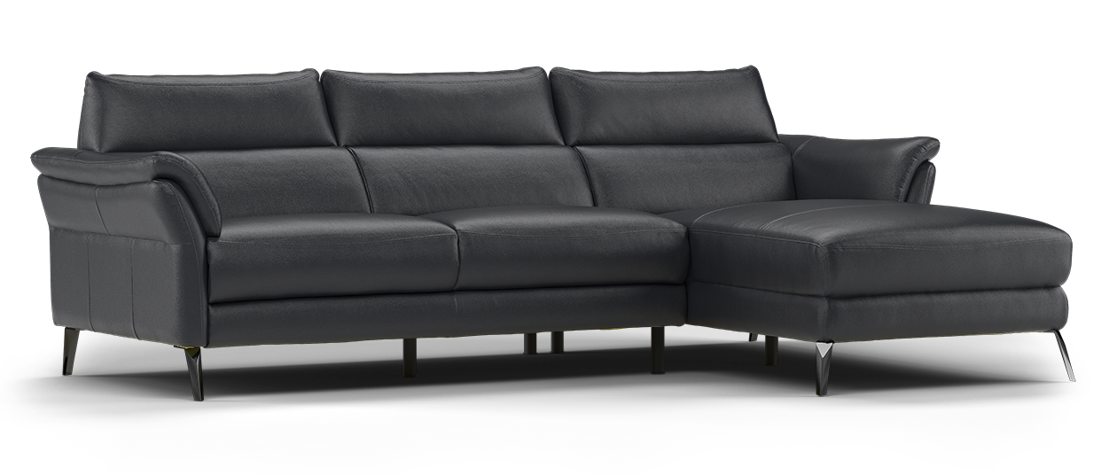 Sofology The Missouri 3 Seater Chaise Sofa in Trusty Sheen Leather Navy