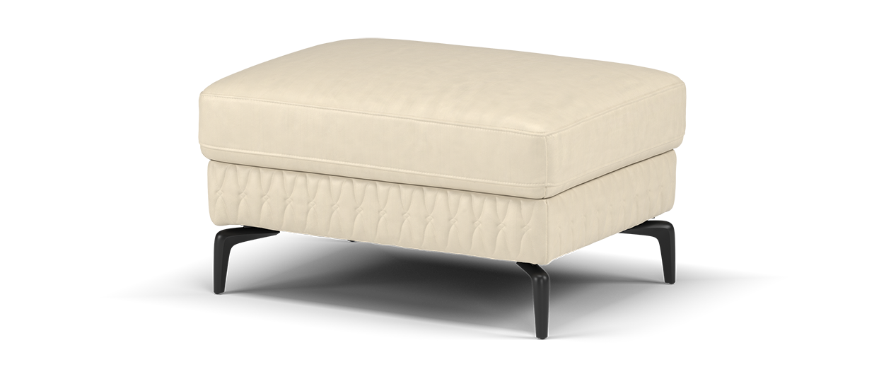 Sofology Muse Leather Designer Footstool in Relaxed Matt Fawn