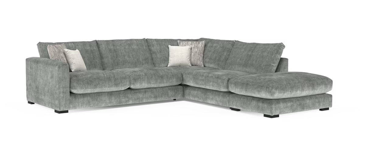 Sofology Majestica Fabric 3 Corner 1 Chaise in Luxe Chenille Pewter Mix