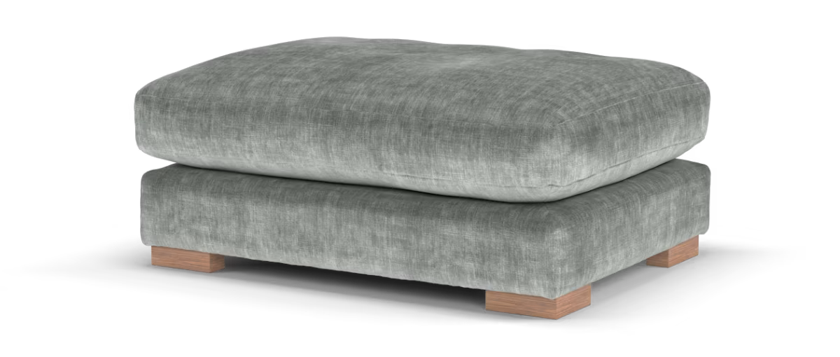 Sofology Majestica Fabric Combi Footstool in Luxe Chenille Pewter
