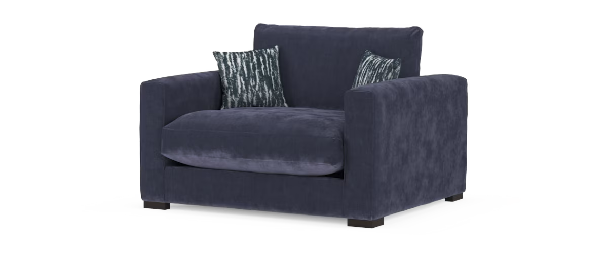 Sofology Majestica Fabric Loveseat in Luxe Chenille Navy Mix