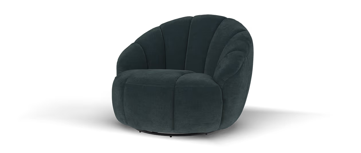 Sofology Nobu Fabric Swivel Chair in Relaxed Chenille Ink