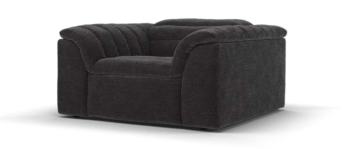 Sofology Olson Fabric Chair Power Recliner in Luxury Textured Chenille Anthracite