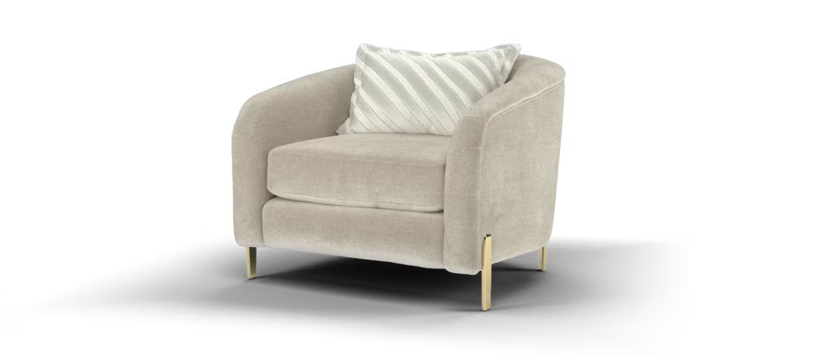 Sofology Oscar Fabric Accent Chair in Fine Textured Chenille Stone Mix