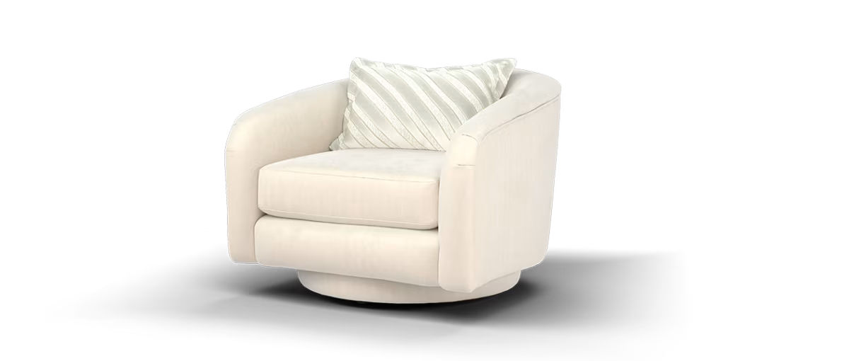 Sofology Oscar Fabric Swivel Chair in Super Matt Velvet Ecru Mix