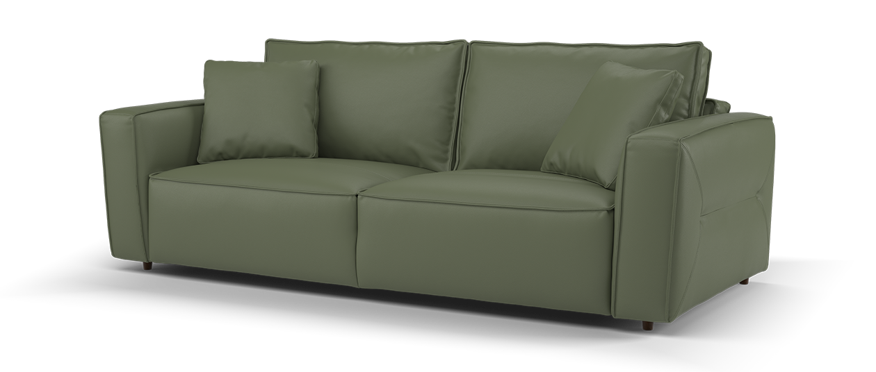 Sofology Palazzo Leather 3 Seater without Trim in Trusty Matt Olive