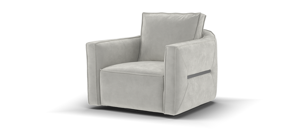 Sofology Palazzo Accent Swivel Fabric Chair in Light Grey