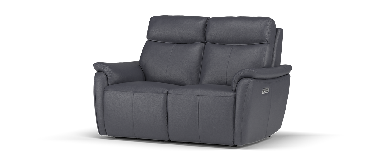 Sofology Parker Leather 2 Seater Power Recliner/Headrest in Trusty Sheen Lavendar Grey