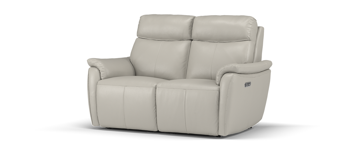 Sofology Parker Leather 2 Seater Power Recliner/Headrest in Trusty Sheen Lead Grey