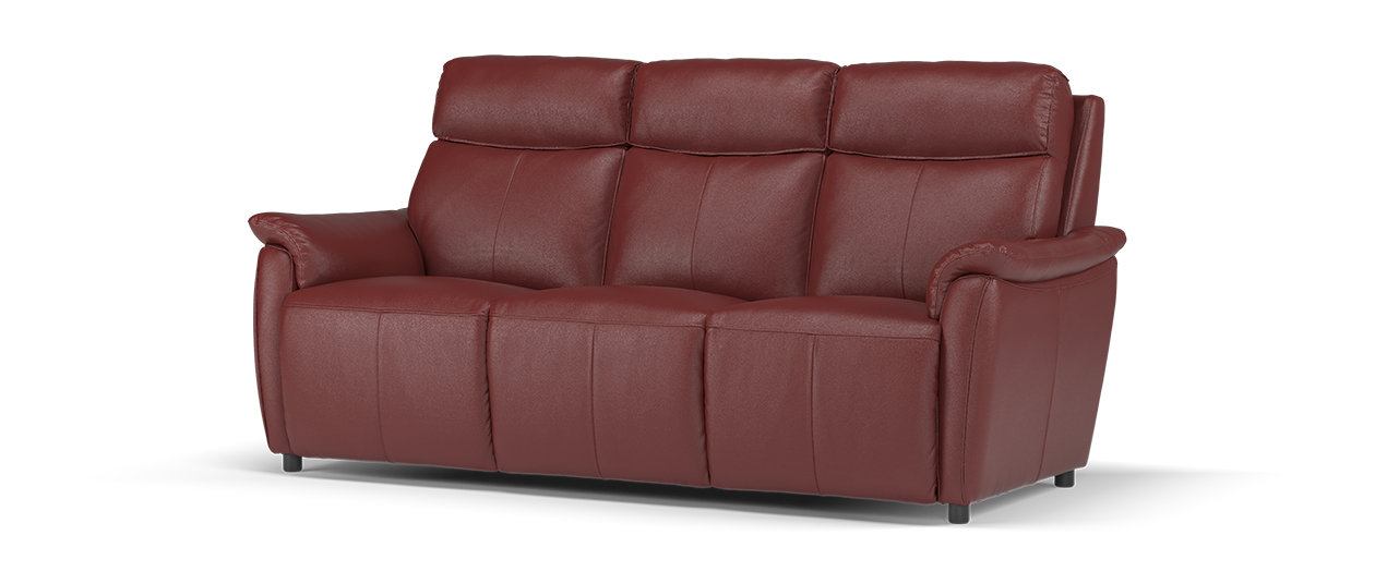 Sofology Parker Leather 3 Seater in Trusty Sheen Cranberry