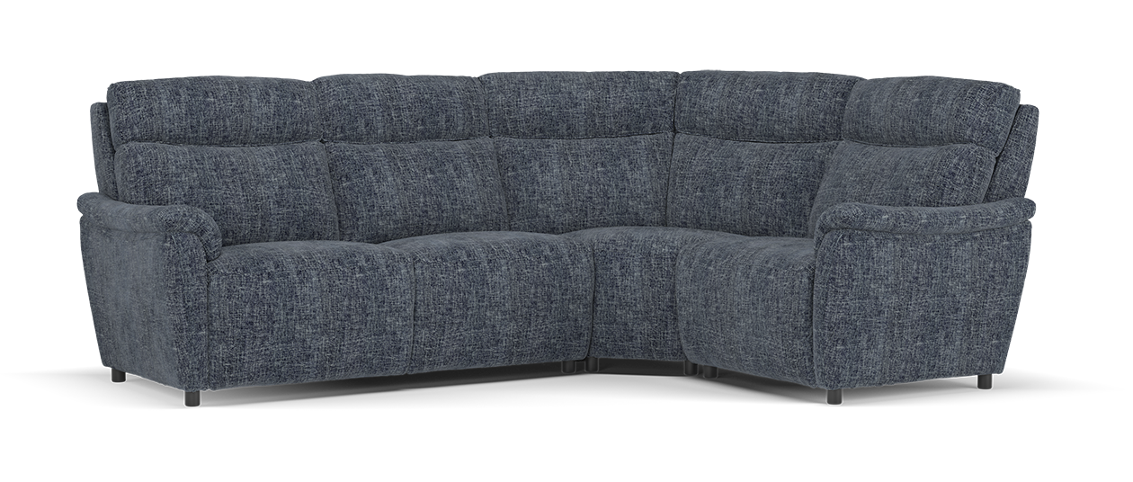 Sofology Parker Fabric 3 Corner 1 Power Recliner/Headrest in Hopsack Chenille Midnight