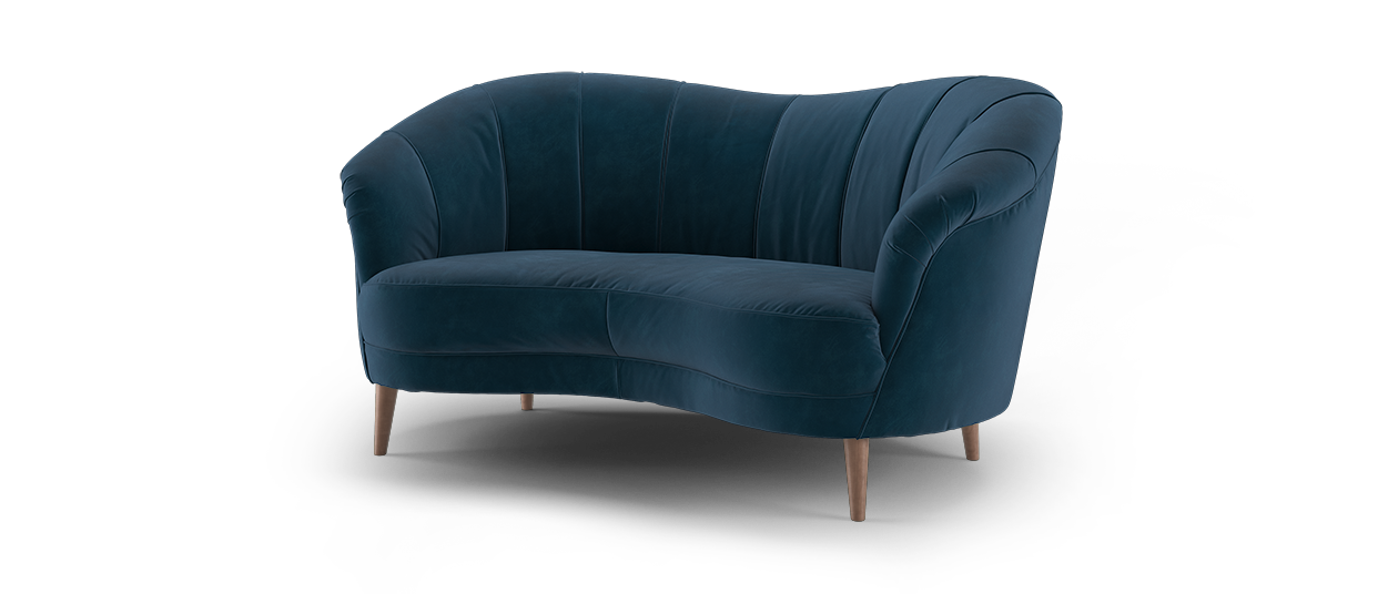 Sofology Perle Fabric 2 Seater in Plush Teal