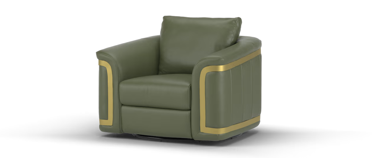 Sofology Plaza Accent Swivel Chair in Trusty Embossed Leather Dark Olive