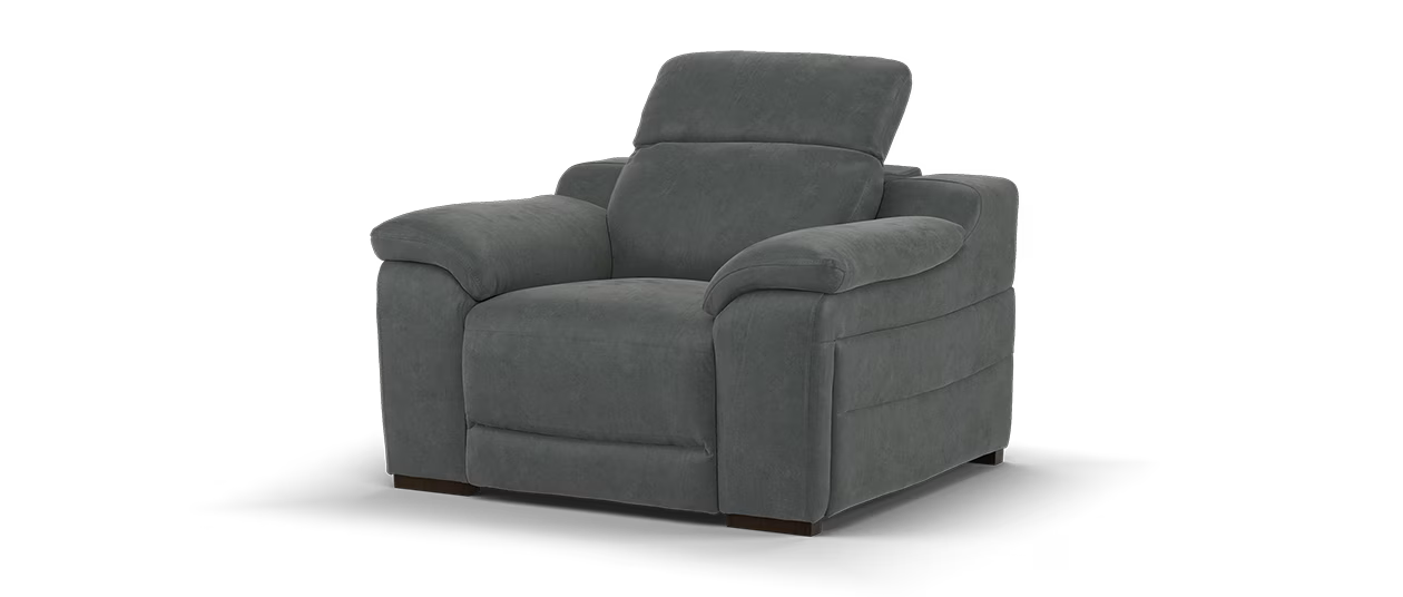 Sofology Portland Chair Power Recliner/Headrest Heated Seat in Lifestyle Flecked Charcoal