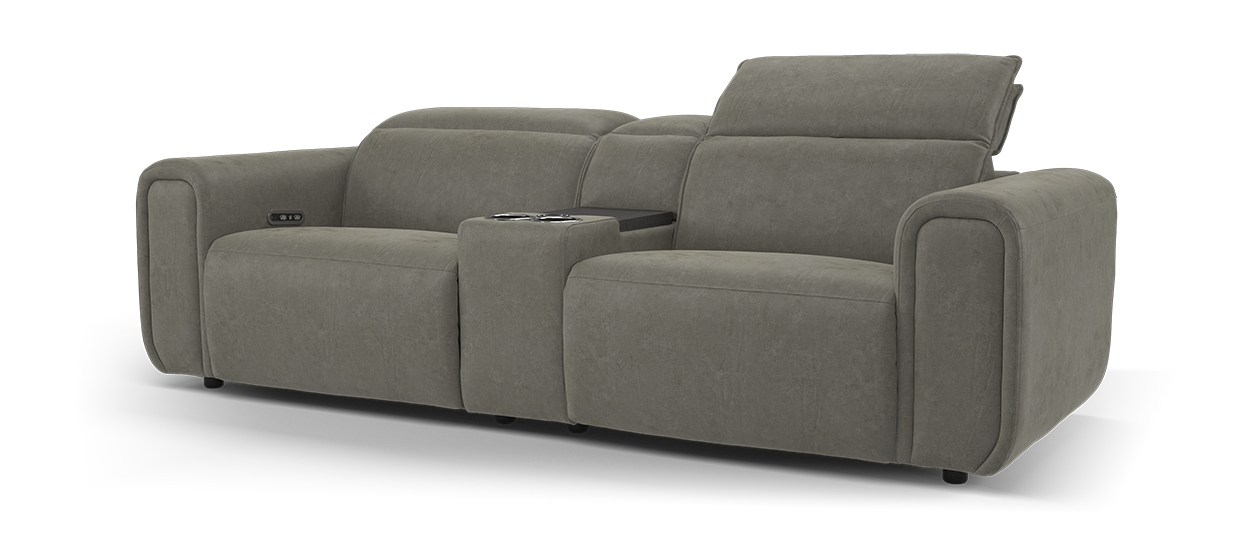 Sofology The Premiere 2.5 Seater Console Fabric Recliner in Lifestyle Flecked Mocha