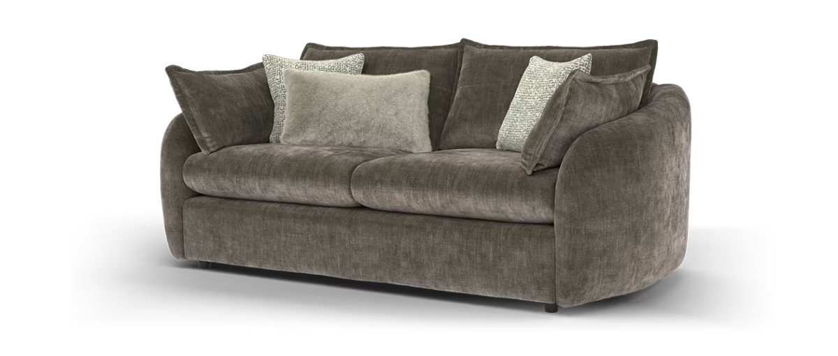 Sofology Portobello Fabric 3 Seater Foam Seats in Luxury Chenille Truffle Mix