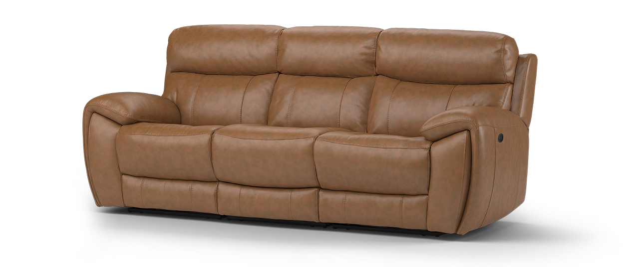 Sofology Radley Leather 3 Seater Split Triple Power Recliner in Metz Caramel