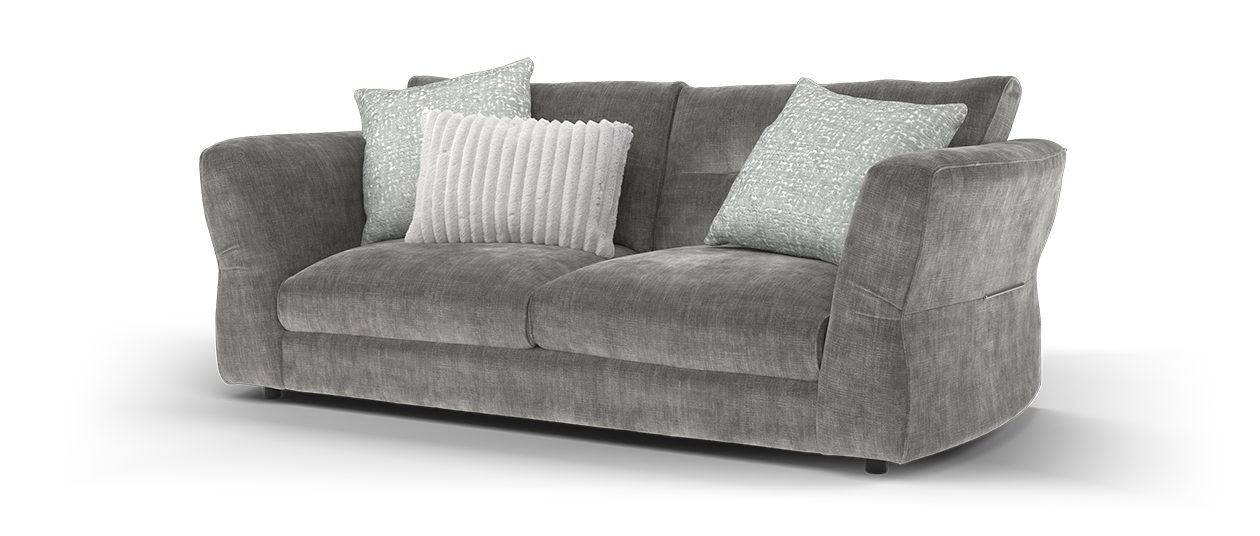 Sofology Reign Fabric 3 Seater in Luxe Sherpa Grey/Silver Mix