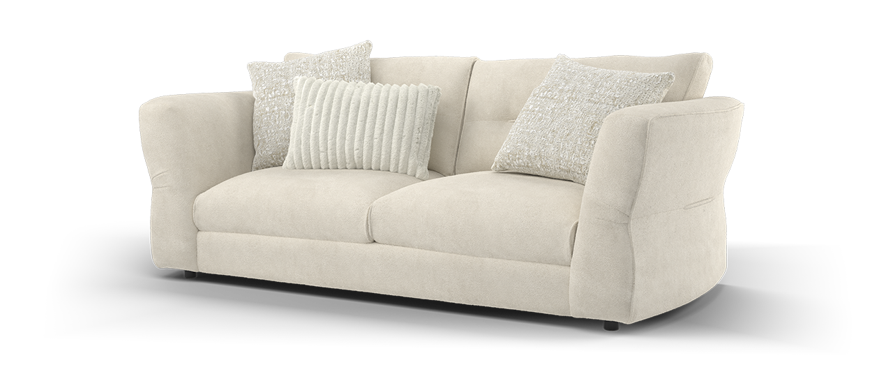 Sofology The Reign 3 Seater Fabric Sofa in Luxe Sherpa French Beige/Natural Mix