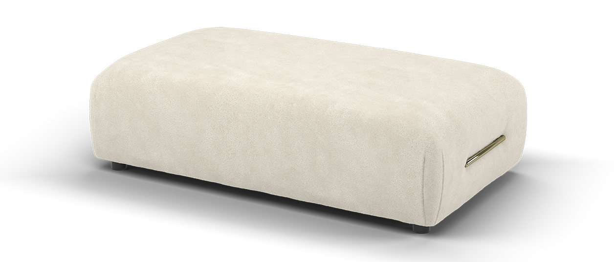 Sofology Reign Fabric Designer Footstool Gold Trim in Luxe Sherpa French Beige