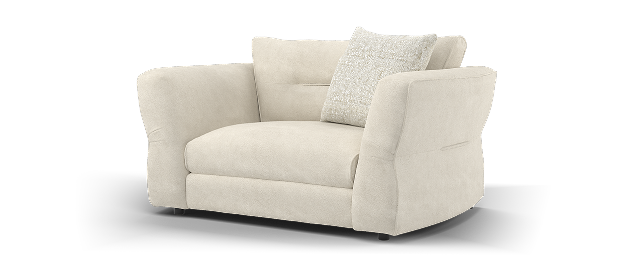 Sofology Reign Fabric Loveseat No Trim in Luxe Sherpa French Beige/Natural Mix