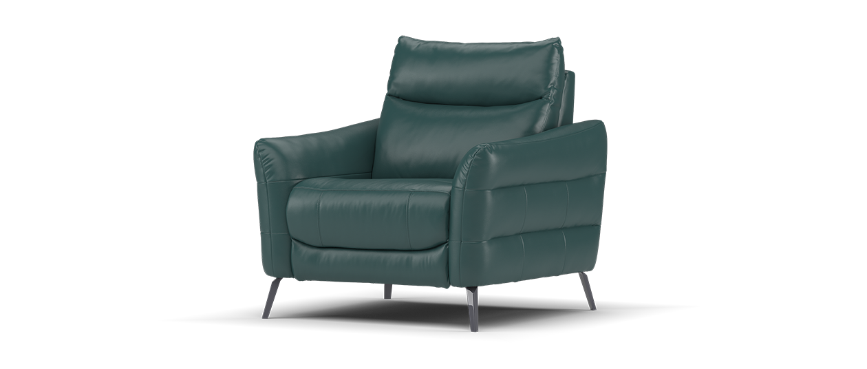 Sofology Renato Leather Chair in Trusty Embossed Peacock